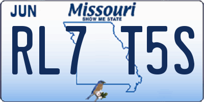 MO license plate RL7T5S