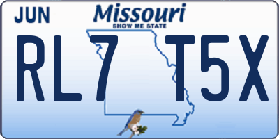 MO license plate RL7T5X