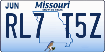 MO license plate RL7T5Z