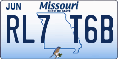 MO license plate RL7T6B