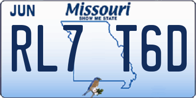 MO license plate RL7T6D