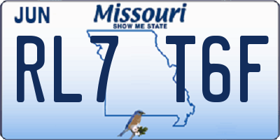 MO license plate RL7T6F