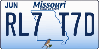 MO license plate RL7T7D