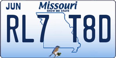 MO license plate RL7T8D