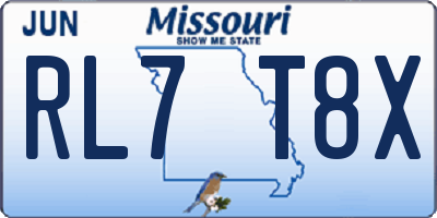 MO license plate RL7T8X