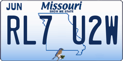 MO license plate RL7U2W