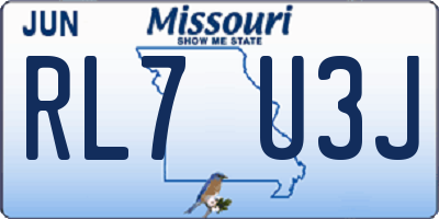 MO license plate RL7U3J