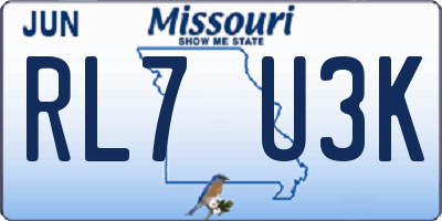MO license plate RL7U3K