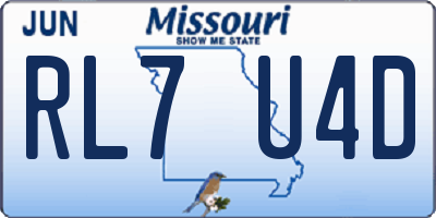 MO license plate RL7U4D
