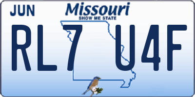 MO license plate RL7U4F