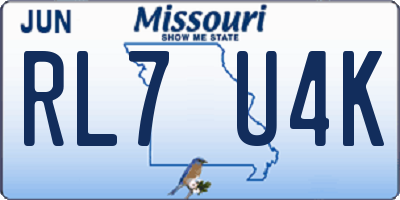 MO license plate RL7U4K