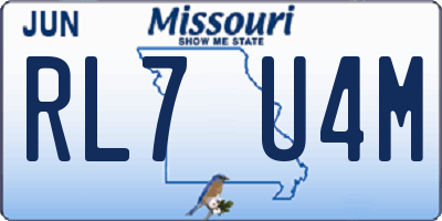 MO license plate RL7U4M