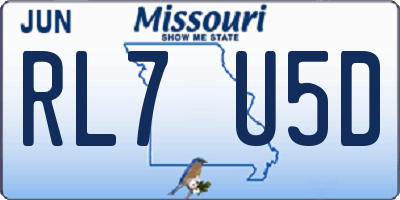 MO license plate RL7U5D