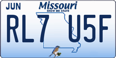 MO license plate RL7U5F
