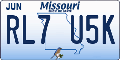 MO license plate RL7U5K