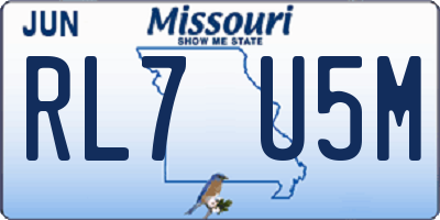 MO license plate RL7U5M