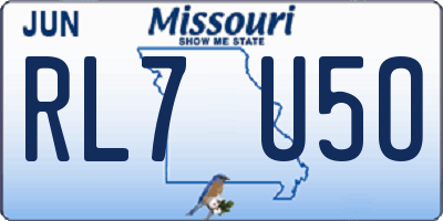 MO license plate RL7U5O