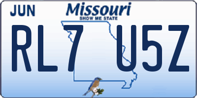 MO license plate RL7U5Z