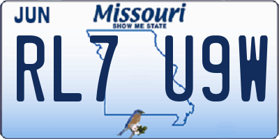 MO license plate RL7U9W