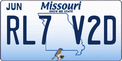 MO license plate RL7V2D