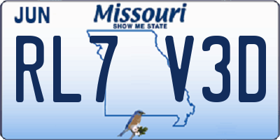 MO license plate RL7V3D