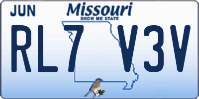 MO license plate RL7V3V