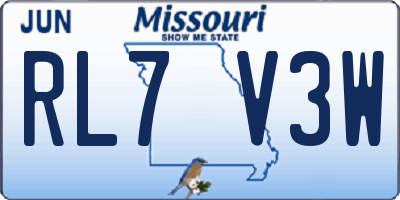 MO license plate RL7V3W