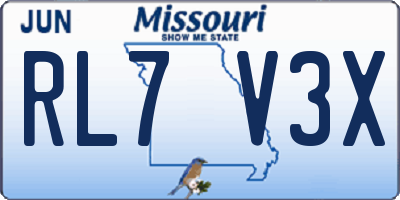 MO license plate RL7V3X