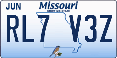 MO license plate RL7V3Z