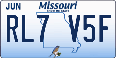 MO license plate RL7V5F