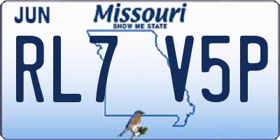 MO license plate RL7V5P