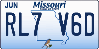 MO license plate RL7V6D