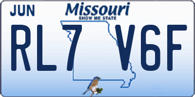 MO license plate RL7V6F
