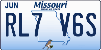 MO license plate RL7V6S
