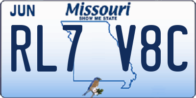 MO license plate RL7V8C