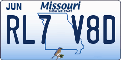 MO license plate RL7V8D