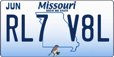 MO license plate RL7V8L