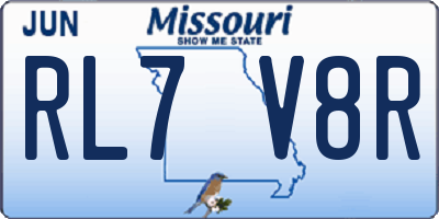 MO license plate RL7V8R