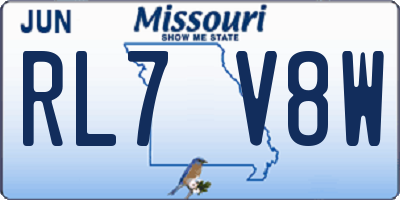 MO license plate RL7V8W