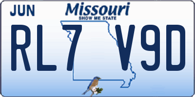 MO license plate RL7V9D