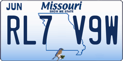 MO license plate RL7V9W