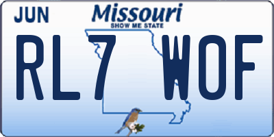 MO license plate RL7W0F