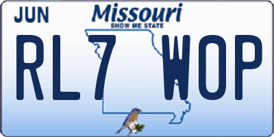 MO license plate RL7W0P