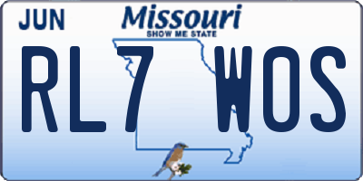 MO license plate RL7W0S