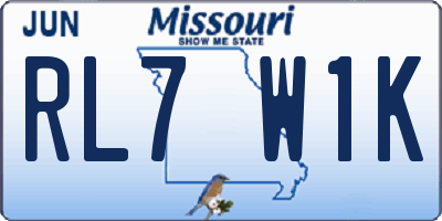 MO license plate RL7W1K