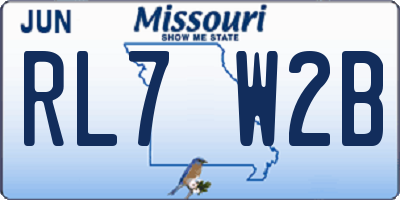MO license plate RL7W2B