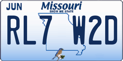 MO license plate RL7W2D
