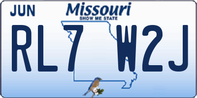 MO license plate RL7W2J