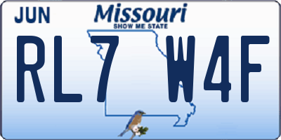 MO license plate RL7W4F