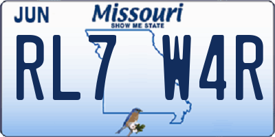 MO license plate RL7W4R